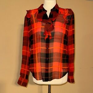 Kate Spade Red and Black Checkered Blouse